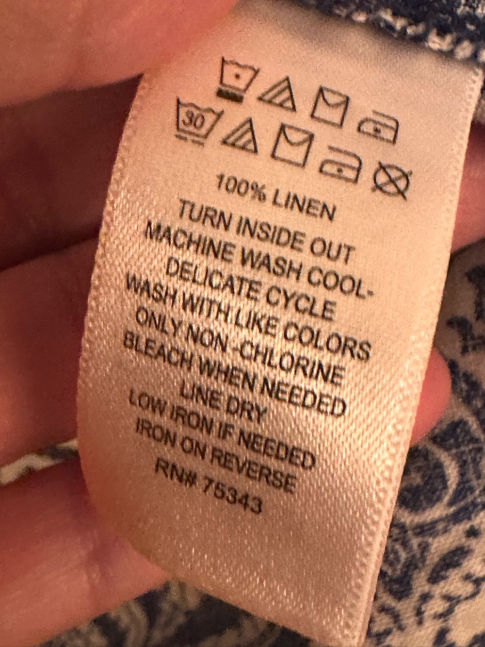 100% Linen Shift Dress Blue White Coastal Nautical Resort Beach L Sigrid Olsen - Picture 8 of 8